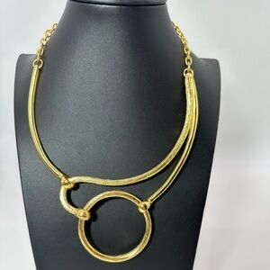 KARINE SULTAN GEO Bib Gold Tone Statement  Necklace Modernist